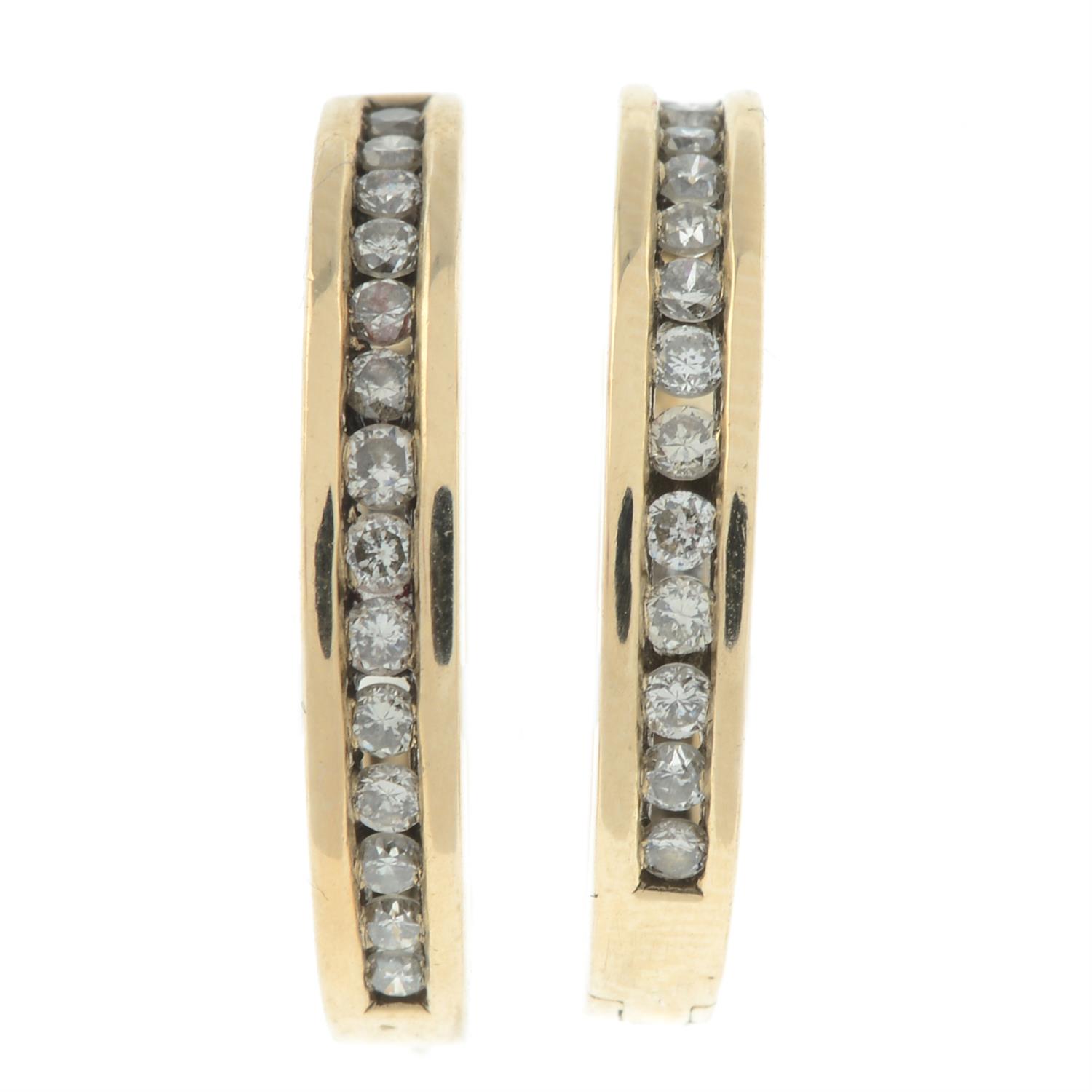 9ct gold diamond hoop earrings