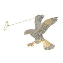 Diamond eagle brooch, with ruby eye