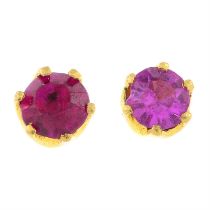 Synthetic ruby stud earrings