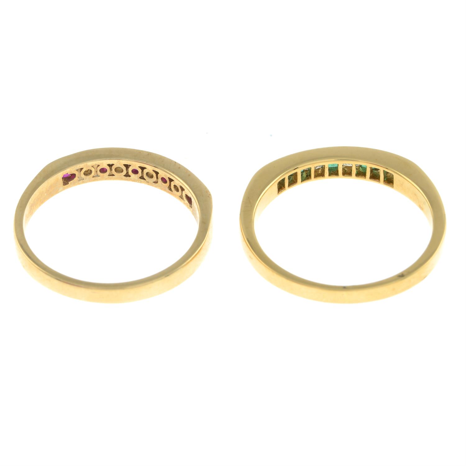 Two gold gem-set half eternity rings - Image 2 of 2