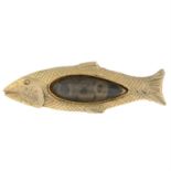 Victorian hairwork fish locket brooch