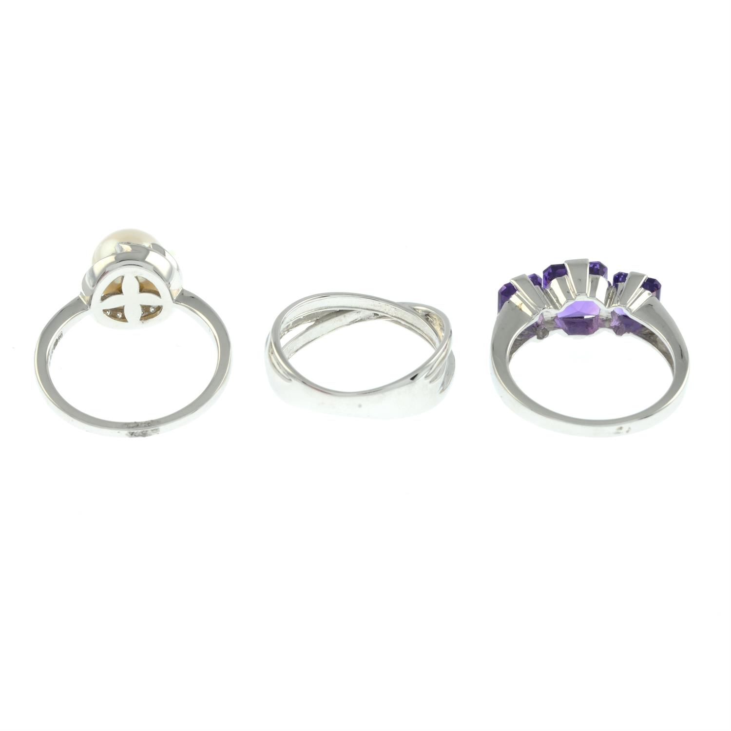 Three 9ct gold diamond and gem-set rings - Image 2 of 2