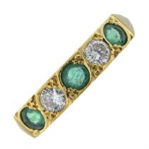 18ct gold emerald and diamond five-stone ring