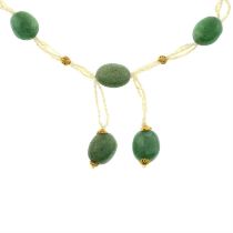 Aventurine quartz and seed pearl necklace