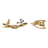 Two early 20th century 9ct gold Australian motif brooches