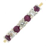 18ct gold ruby and diamond half eternity ring