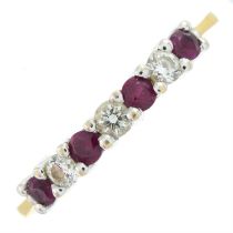 18ct gold ruby and diamond half eternity ring