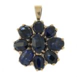 Sapphire floral cluster pendant