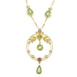 Edwardian 15ct gold gem-set necklace