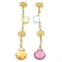 18ct gold multi-gem drop earrings, by Marco Bicego