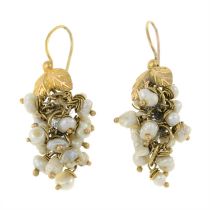 Pearl grape drop earrings