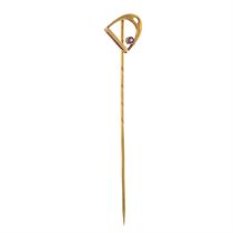 Early 20th century 18ct gold stirrup stickpin