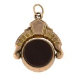 Early 20th century 9ct gold bloodstone & carnelian swivel fob