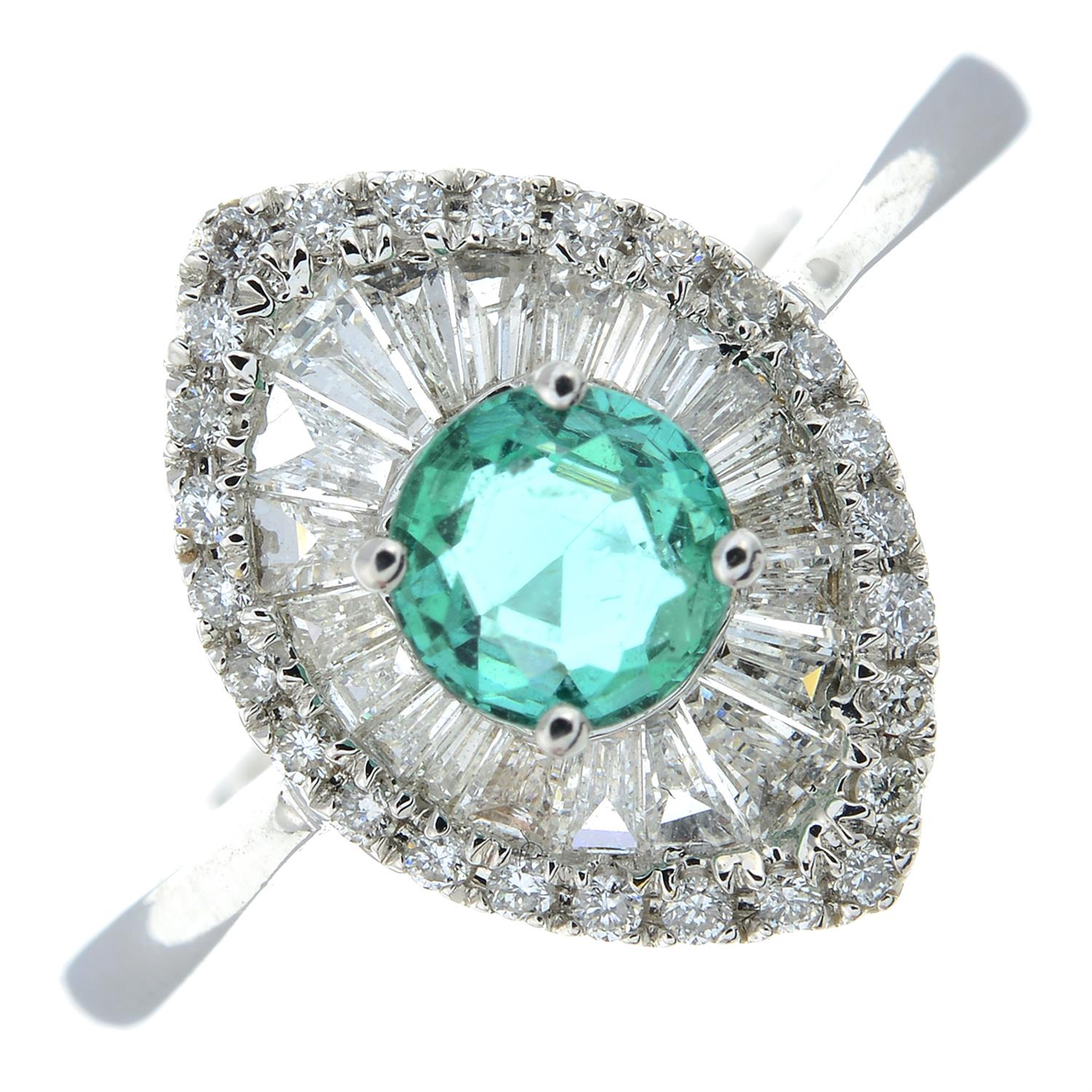 18ct gold emerald and diamond ring