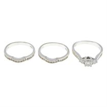 Set of three 18ct gold diamond rings