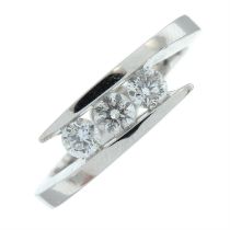 9ct gold diamond three-stone crossover ring