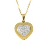 Diamond bi-colour heart pendant, with 18ct gold chain