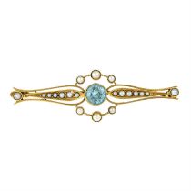 Early 20th century 15ct gold zircon & split pearl brooch