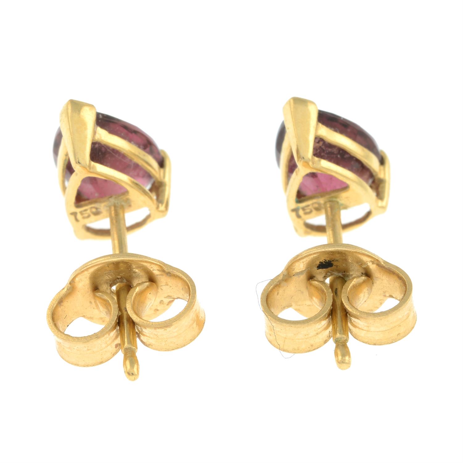 18ct gold pink tourmaline stud earrings - Image 2 of 2