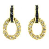 Sapphire and diamond drop earrings