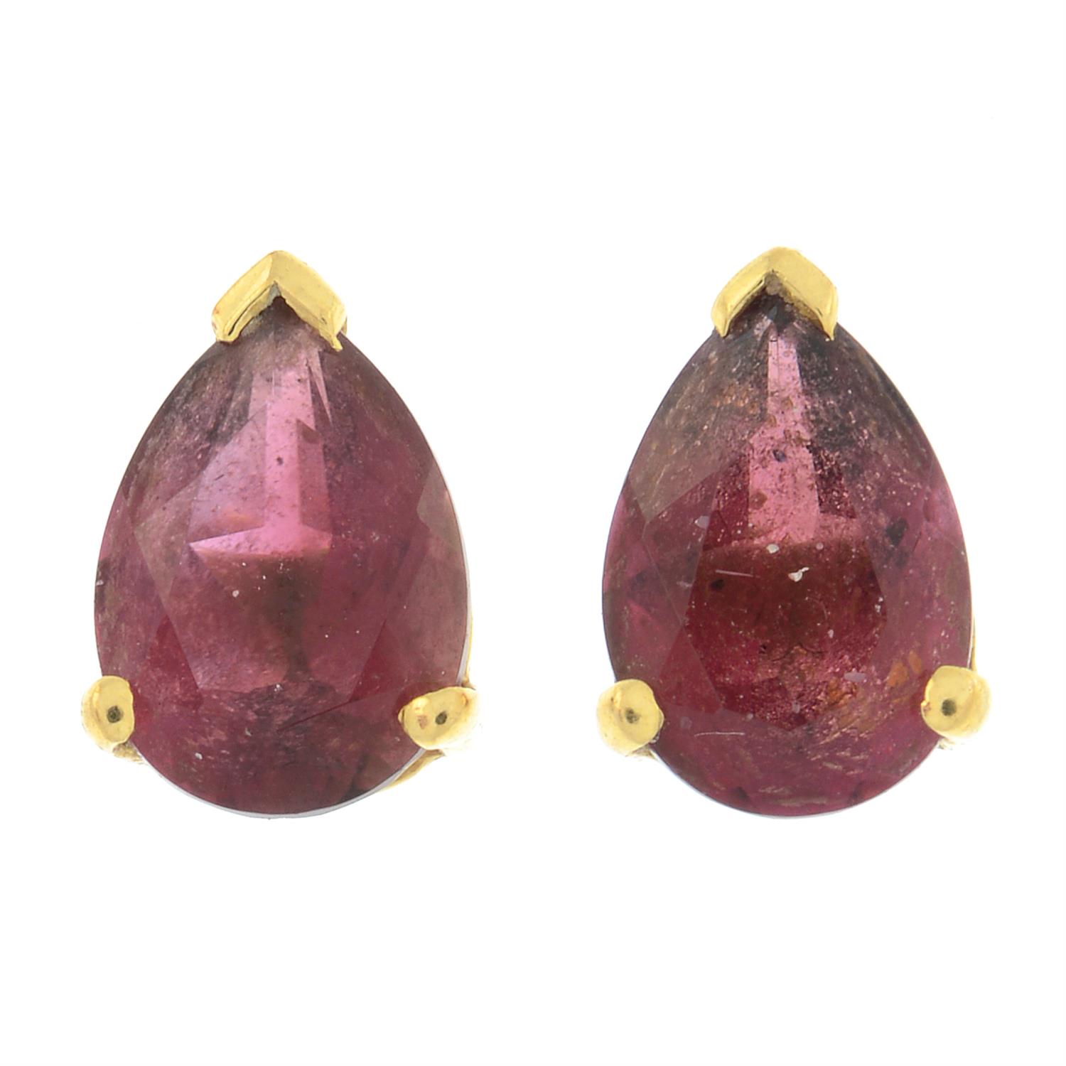 18ct gold pink tourmaline stud earrings