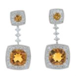 18ct gold diamond and citrine earrings