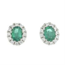 18ct gold emerald & diamond earrings.