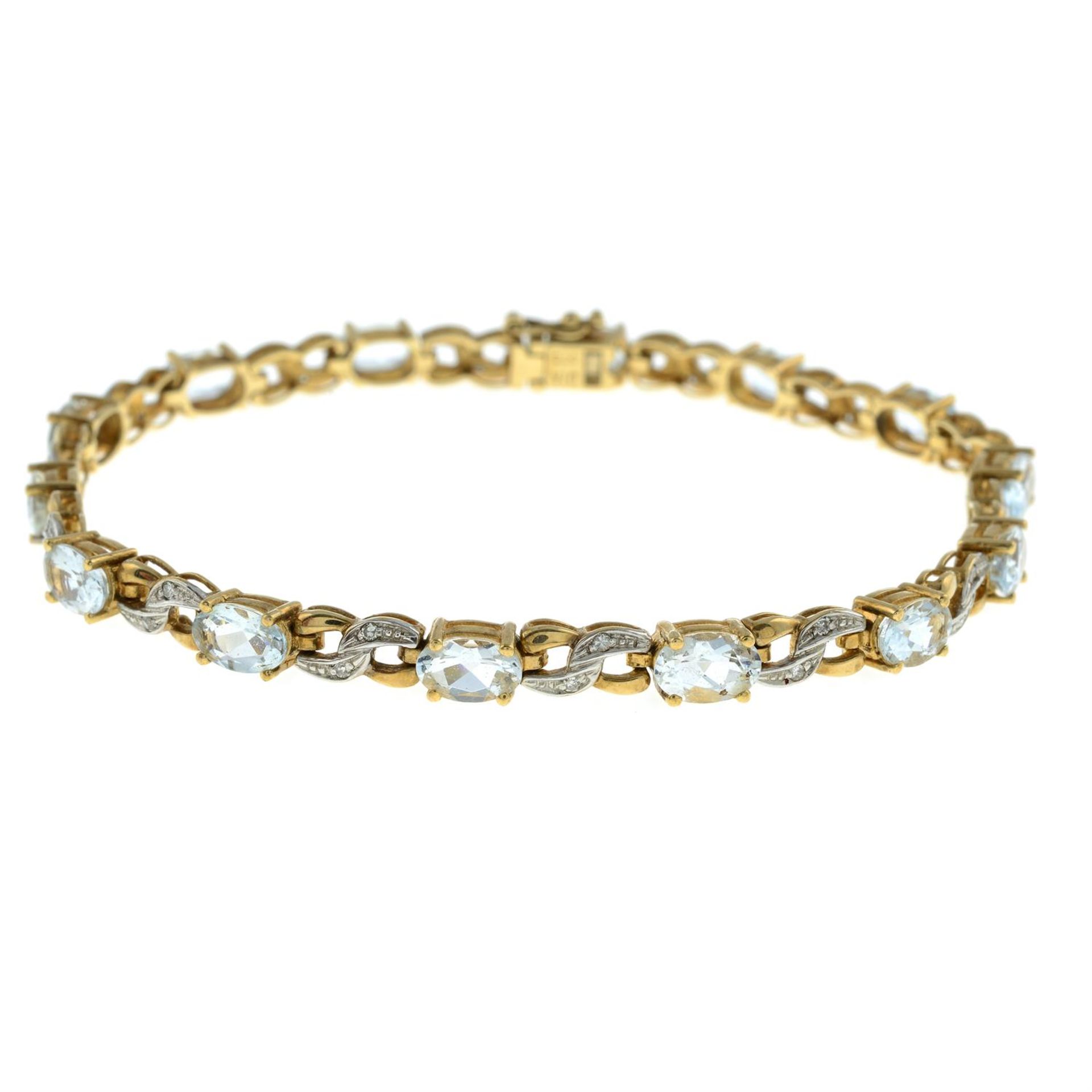9ct gold aquamarine & diamond bracelet
