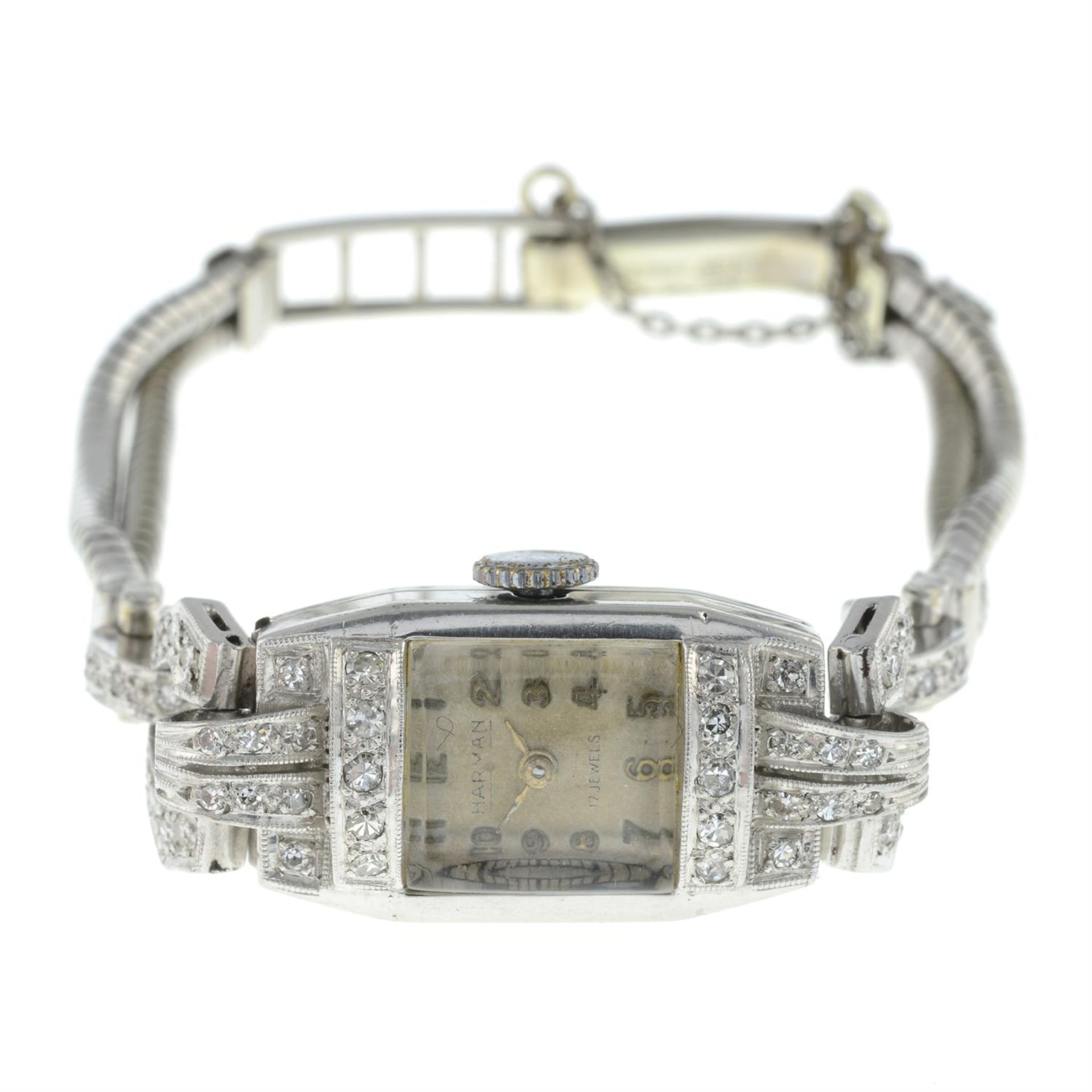 Mid 20th century 9ct gold diamond watch