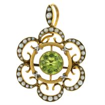 Edwardian 15ct gold gem pendant/brooch