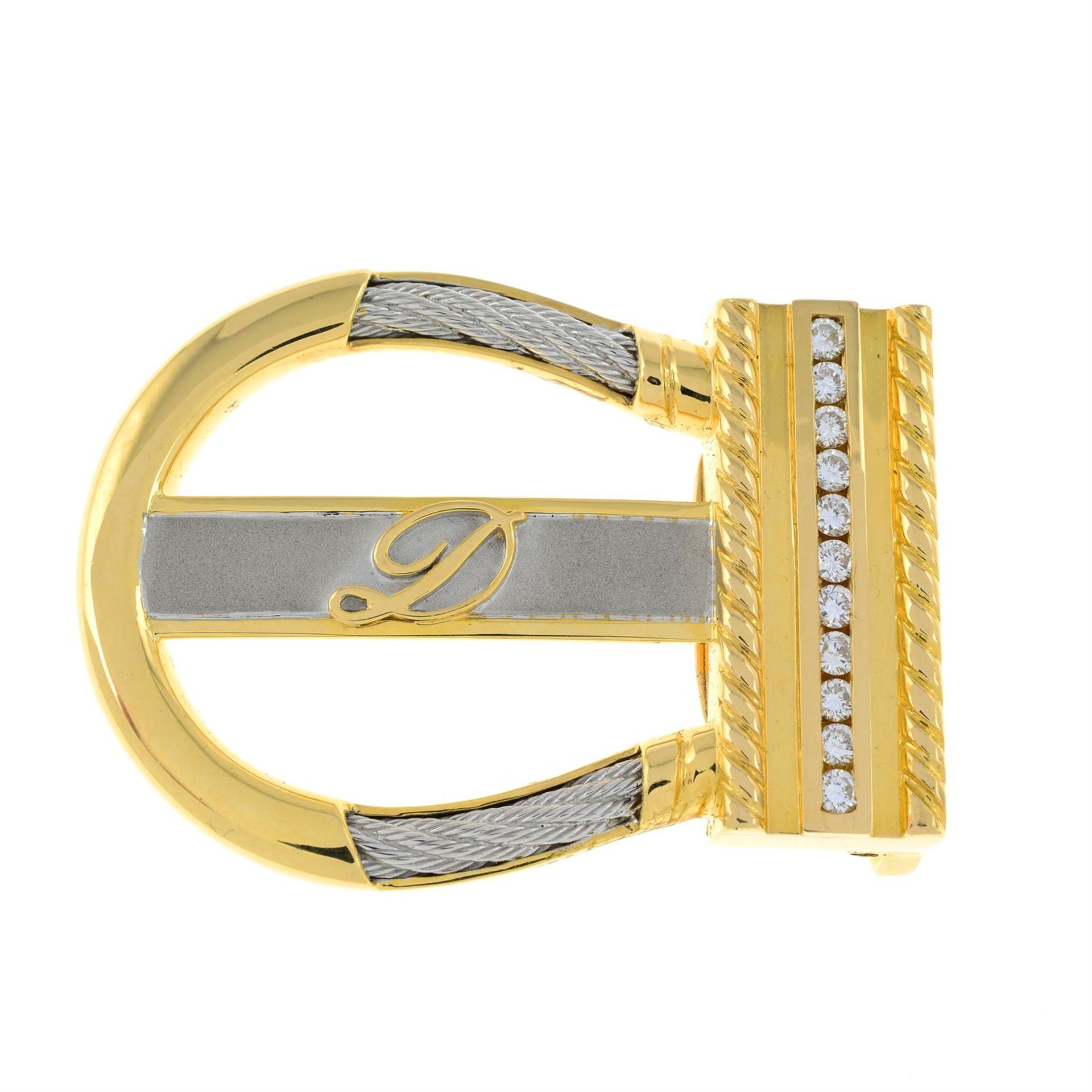 Bi-colour belt buckle, with brilliant-cut diamond highlights. - Image 2 of 4