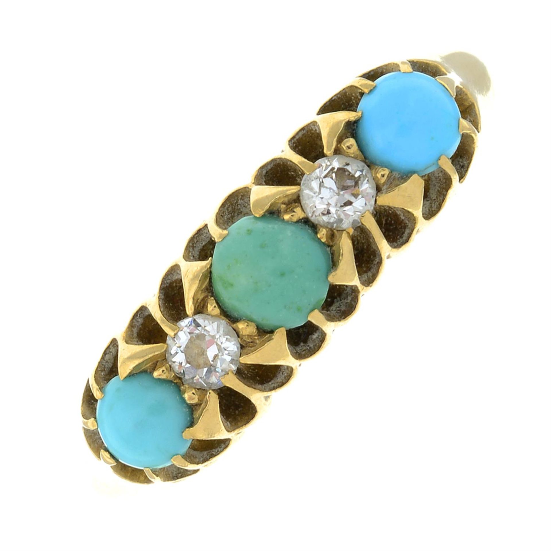 Late Victorian turquoise & diamond ring.