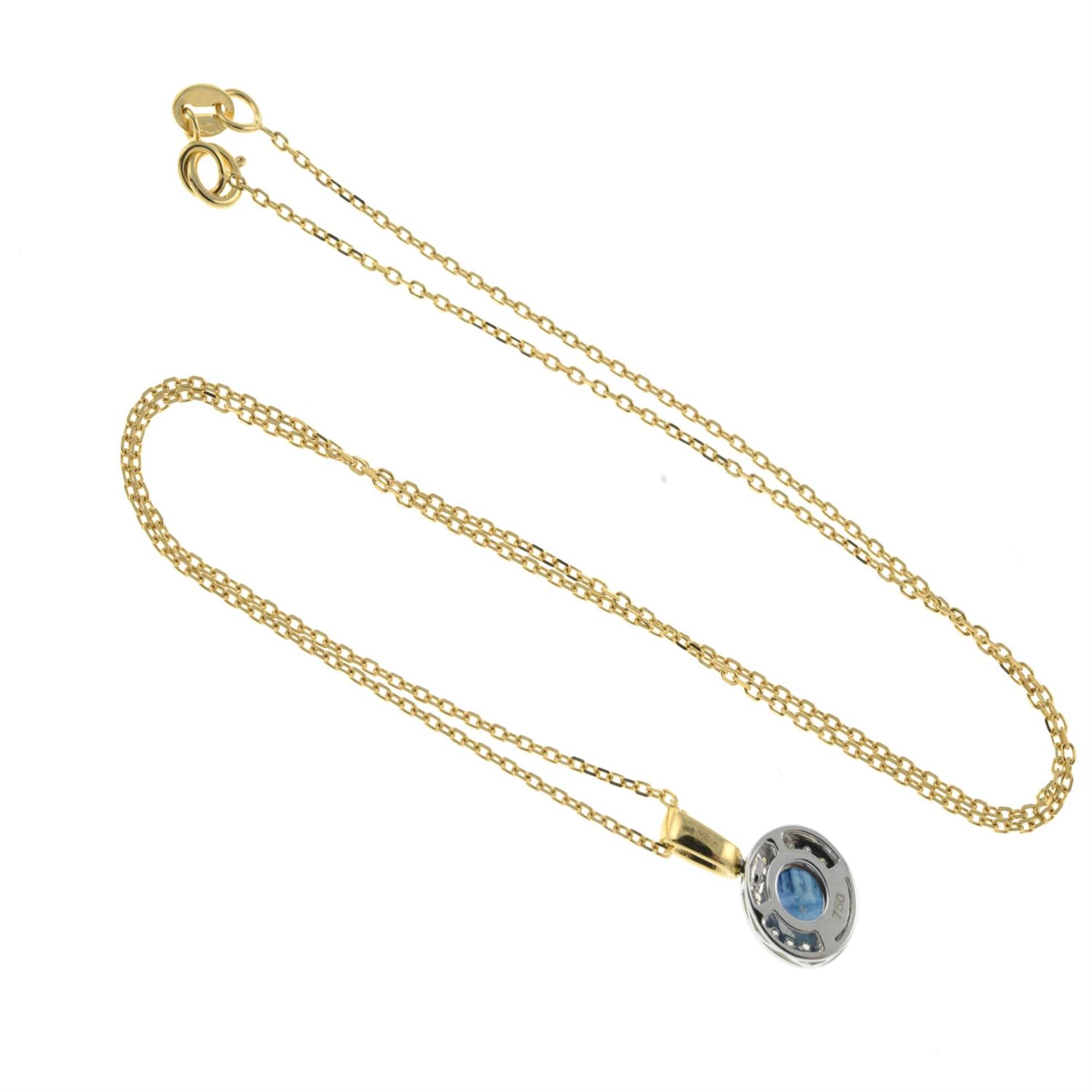 18ct gold sapphire & diamond pendant, with chain - Image 2 of 2