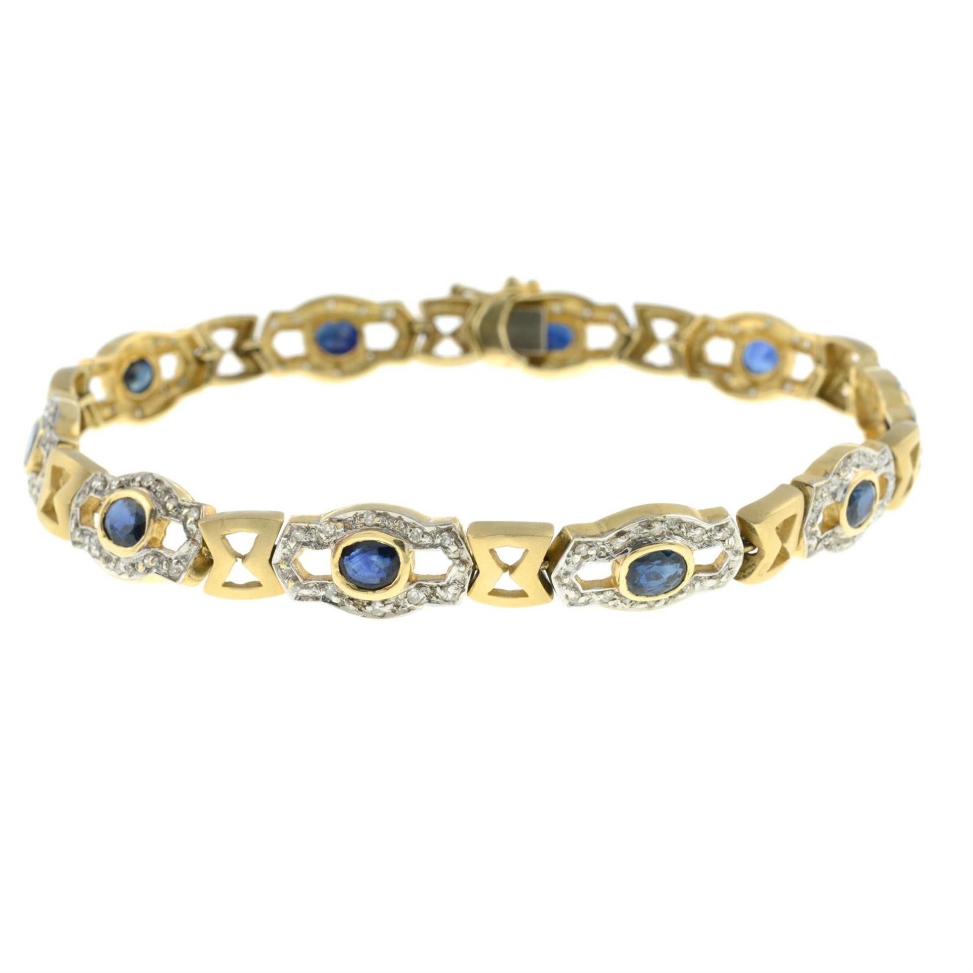 Sapphire & diamond fancy-link bracelet