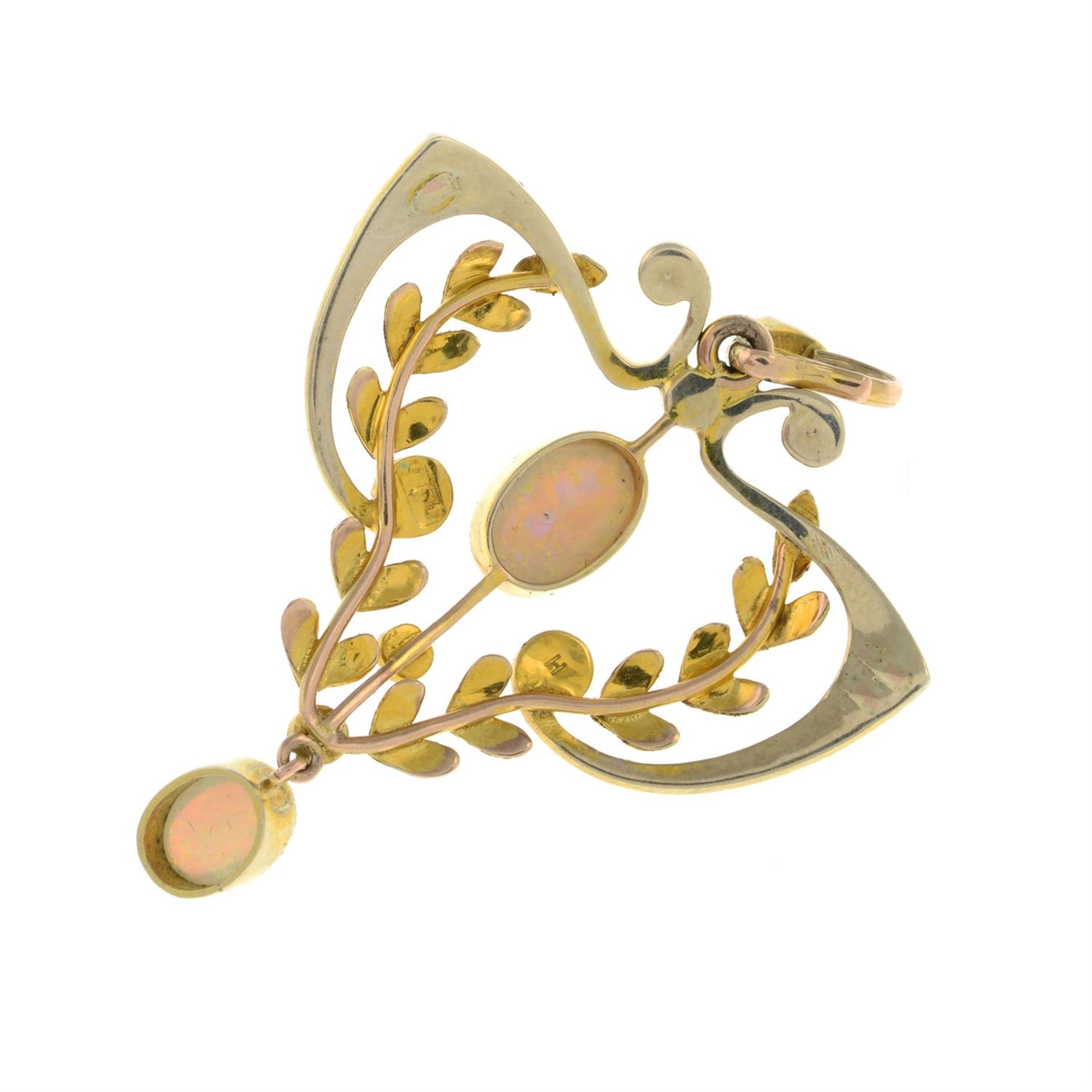 Early 20th century 9ct gold opal & split pearl pendant - Bild 2 aus 2