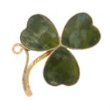 Edwardian 9ct gold shamrock brooch