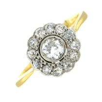 Mid 20th century 18ct gold old-cut diamond cluster ring