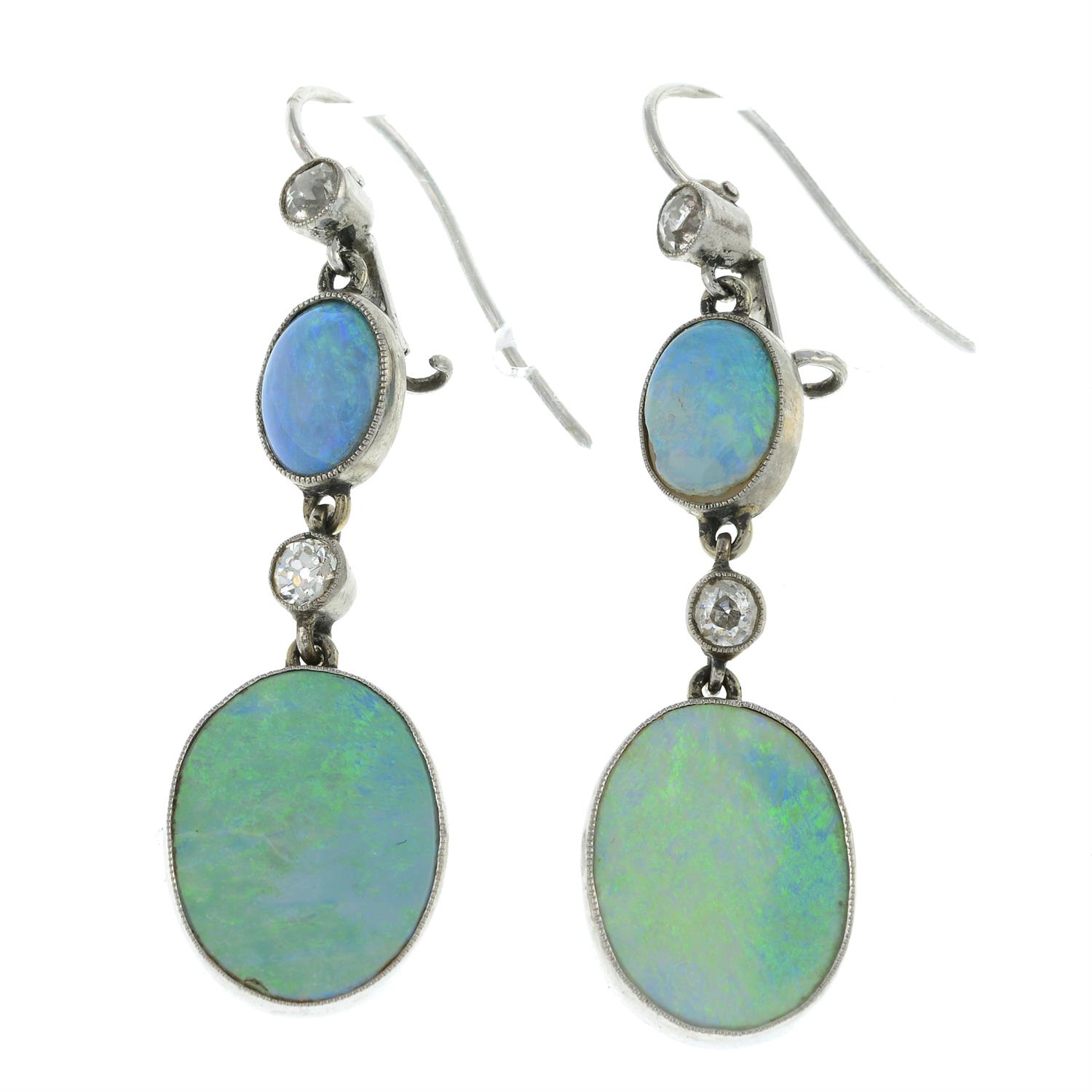Opal doublet & diamond earrings.