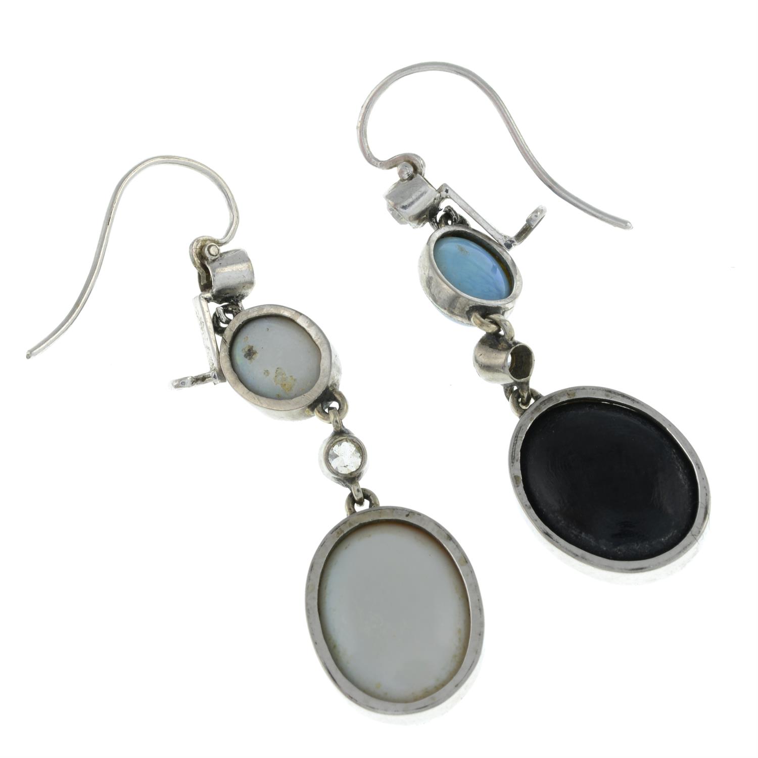 Opal doublet & diamond earrings. - Image 2 of 2