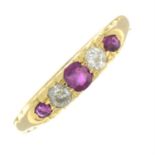 Early 20th century 18ct gold ruby & diamond ring.