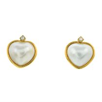18ct gold Mabé pearl & diamond earrings