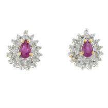 9ct gold ruby & diamond earrings