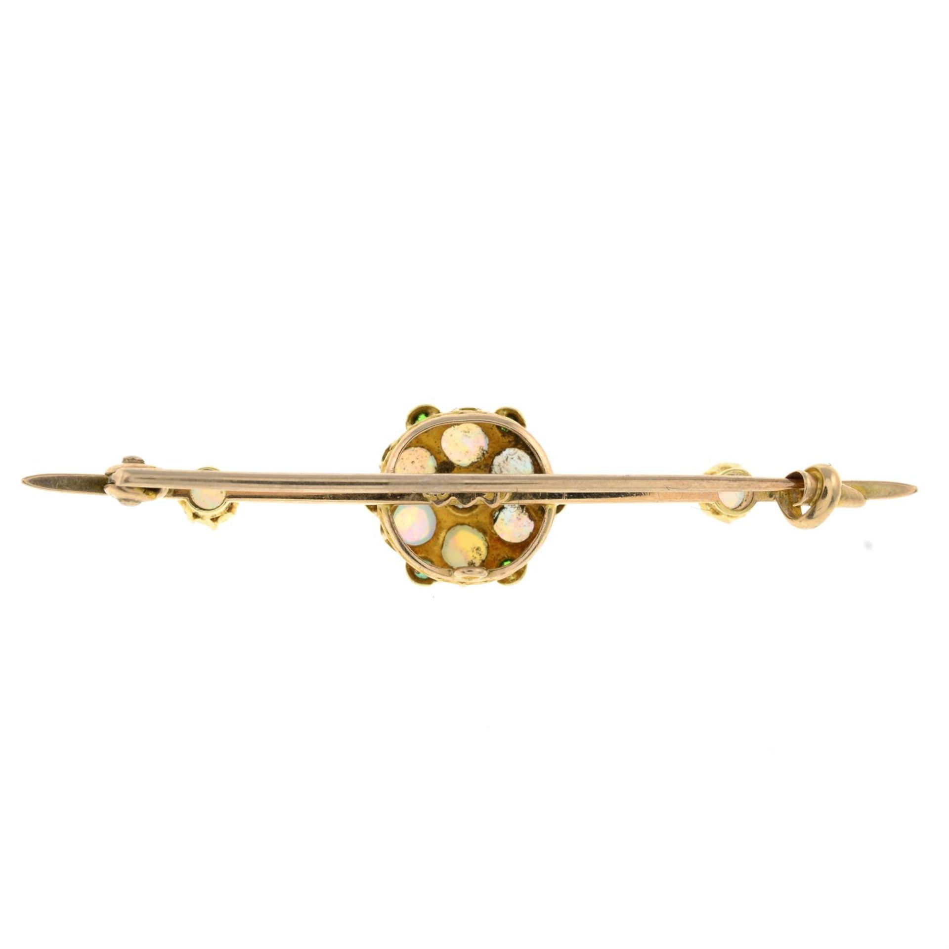 Late 19th century 15ct gold opal, diamond & demantoid garnet brooch - Image 2 of 2