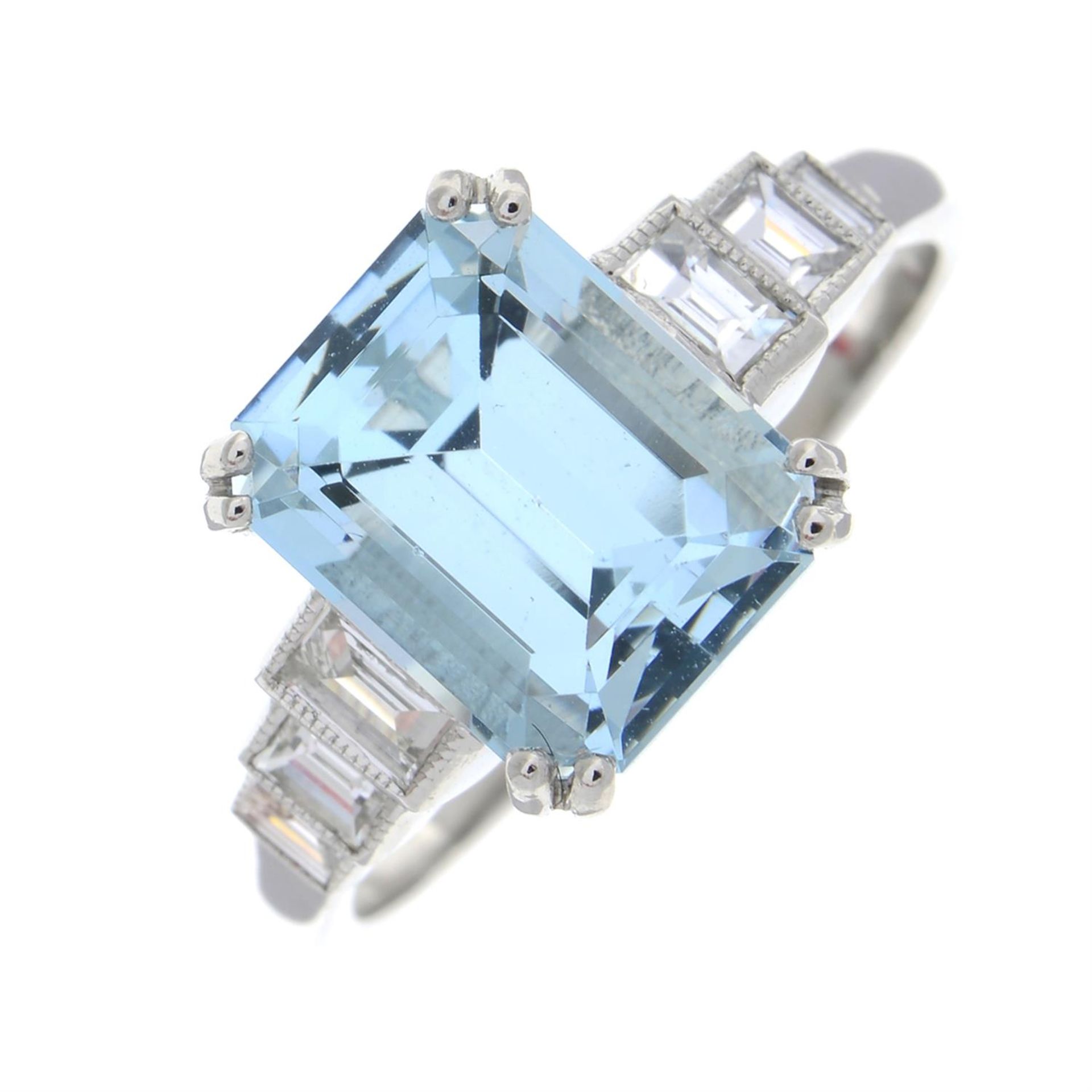 Aquamarine & diamond ring.