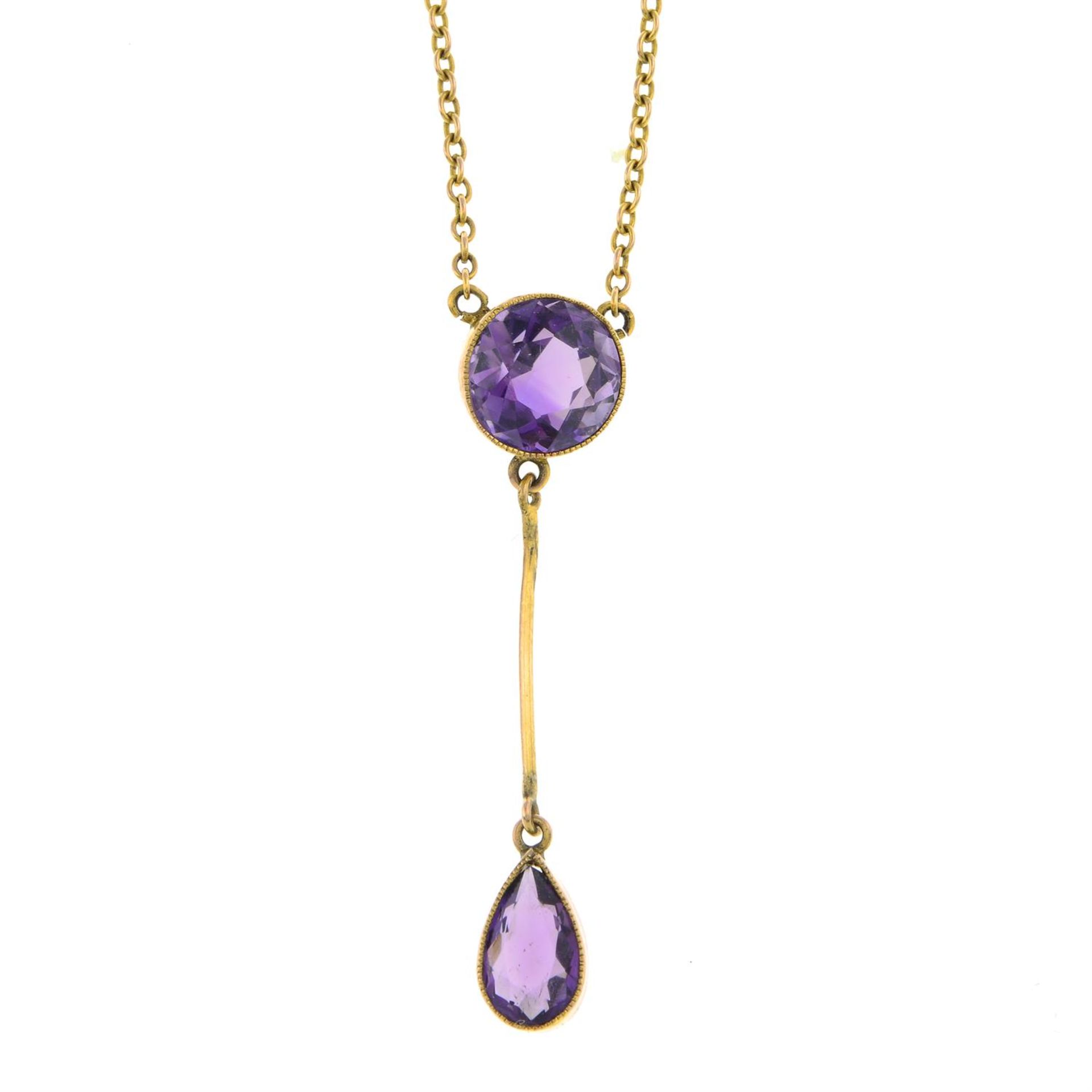 Early 20th century 9ct gold amethyst necklace