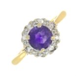 1960's 18ct gold amethyst & diamond ring