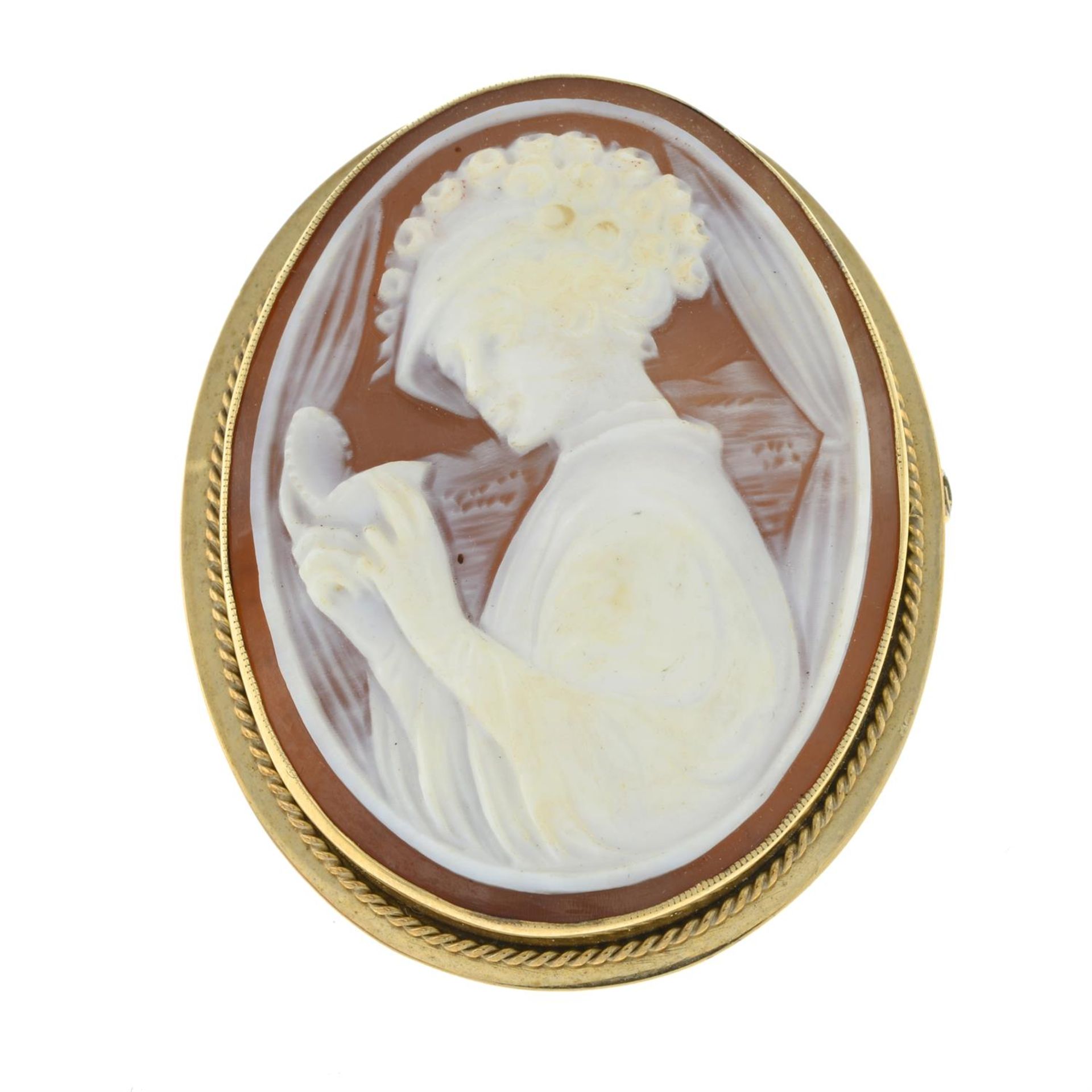 1970's 9ct gold shell cameo brooch
