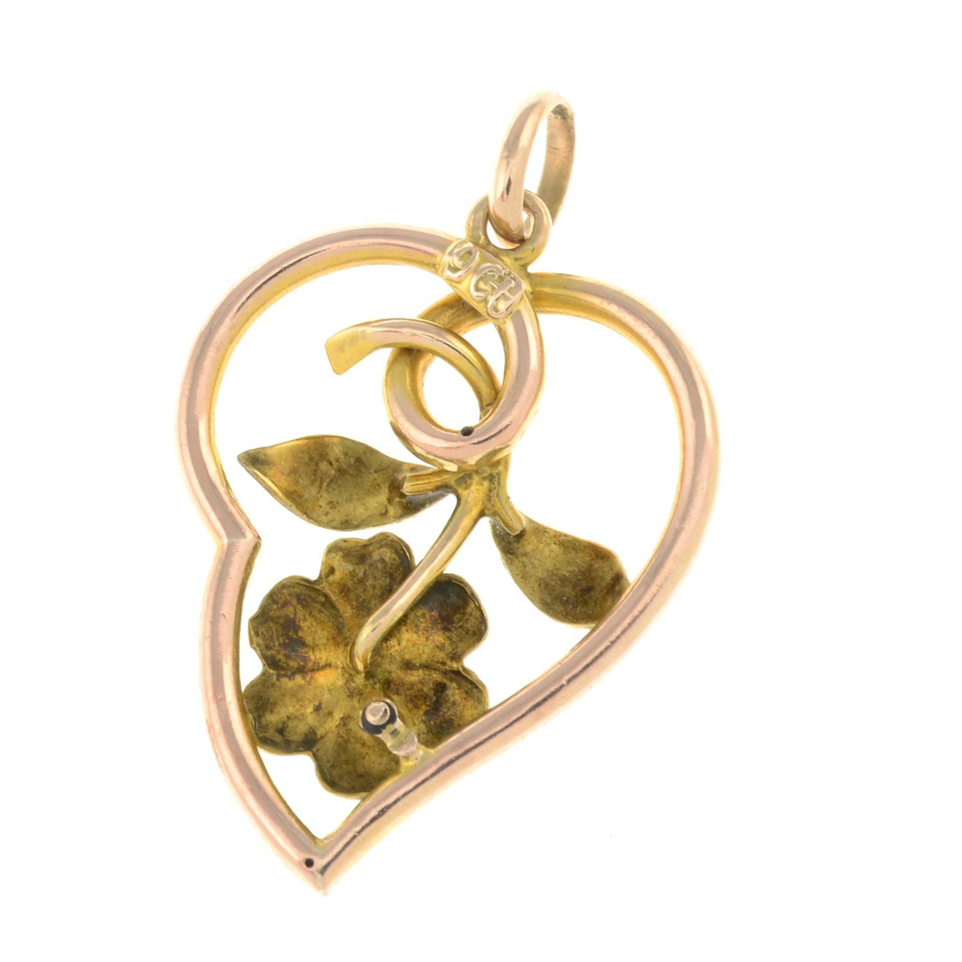 Edwardian 9ct gold enamel pendant. - Image 2 of 2