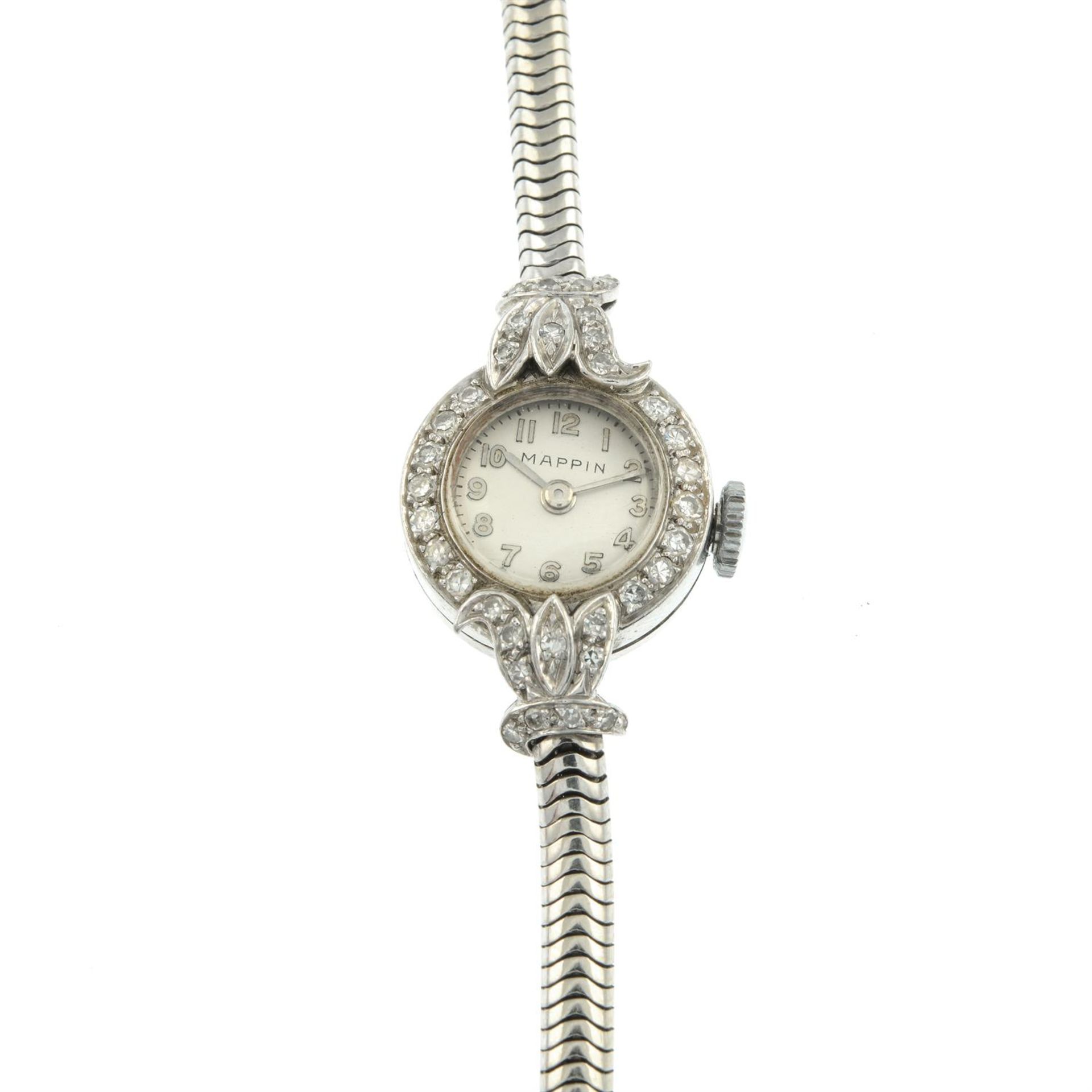 Lady's mid 20th century single-cut diamond watch, with 9ct gold strap.