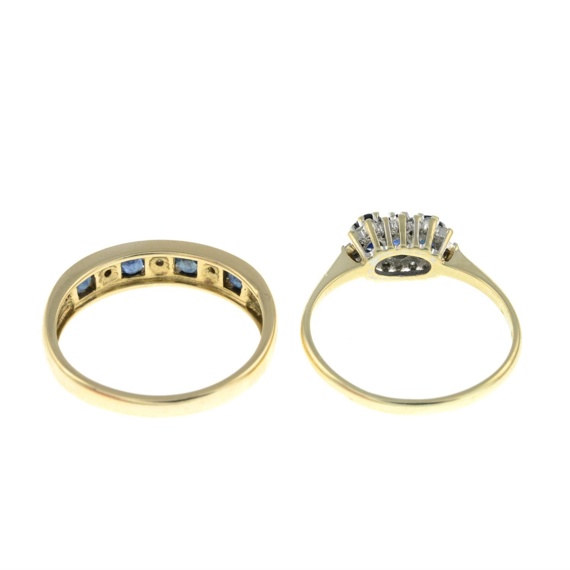 Two 9ct gold sapphire & diamond rings - Image 2 of 2